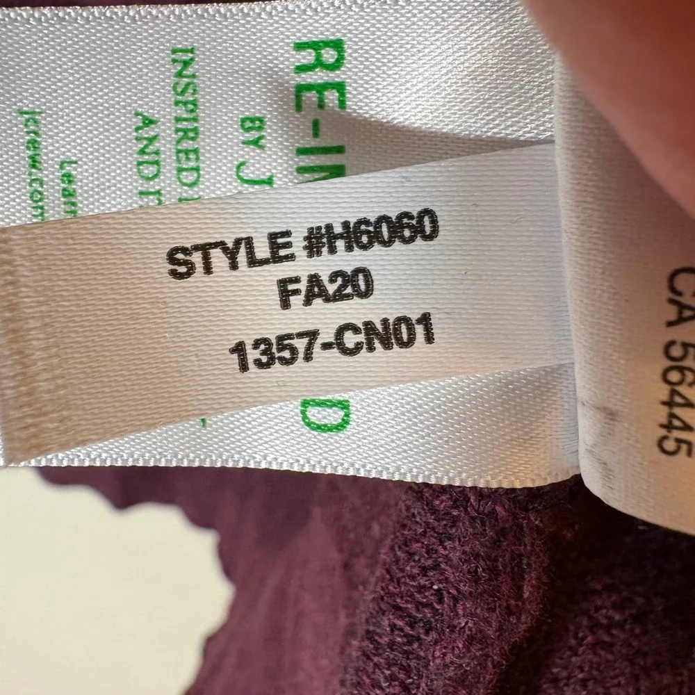 J. Crew Mens Burgundy 100% Cotton Crewneck Sweater‎ Size Medium